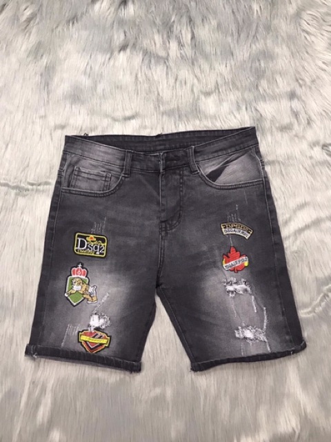Quần short jean nam rách cao cấp 2 màu đen,xanh thêu họa tiết cao cấp | BigBuy360 - bigbuy360.vn