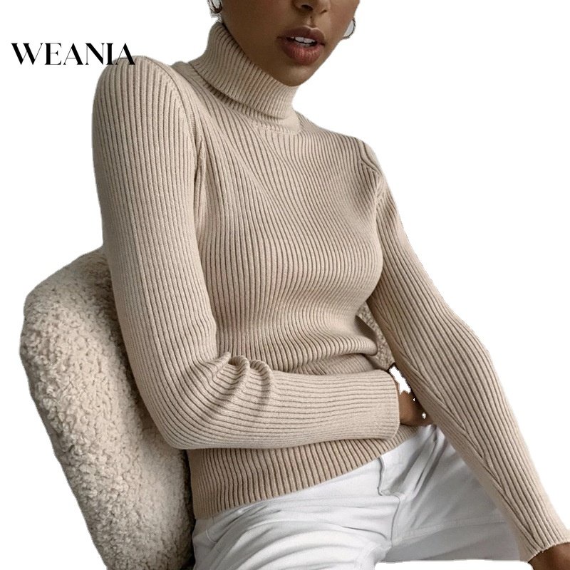 Áo Sweater Dệt Kim Mỏng Cổ Lọ Có 23 Màu Thời Trang Cho Nữ