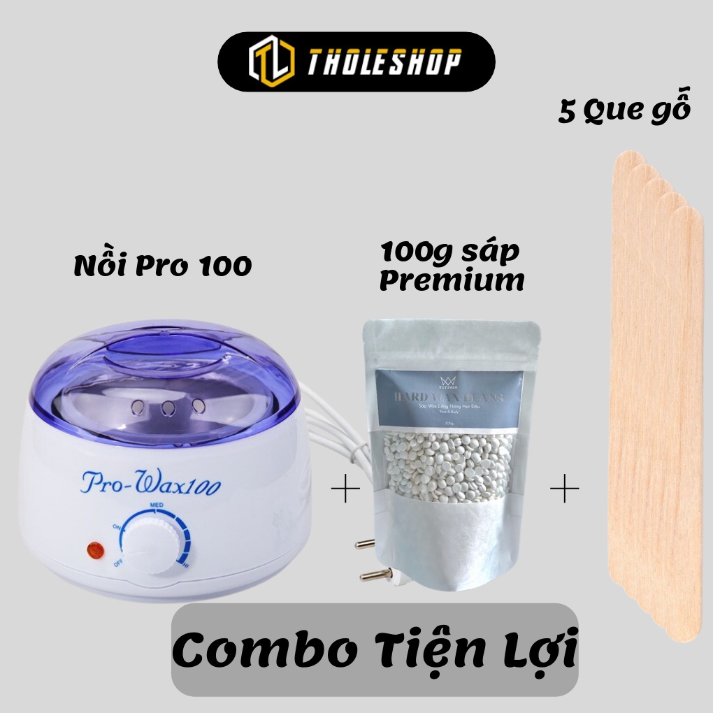 Bộ Nồi Nấu Sáp Wax Lông Pro 100 + Sáp Dừa Coconut Premium + 5 Que Gạt Sáp Tiện Lợi