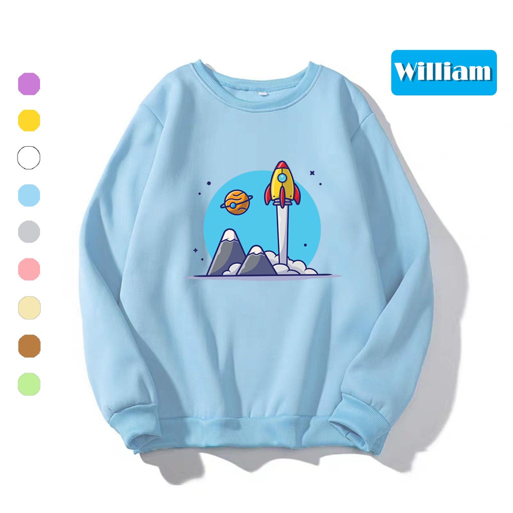 Áo sweater nam nữ in hình Tàu Vũ Trụ cực đẹp, chất nỉ dày dặn, hợp làm áo cặp William - DS161