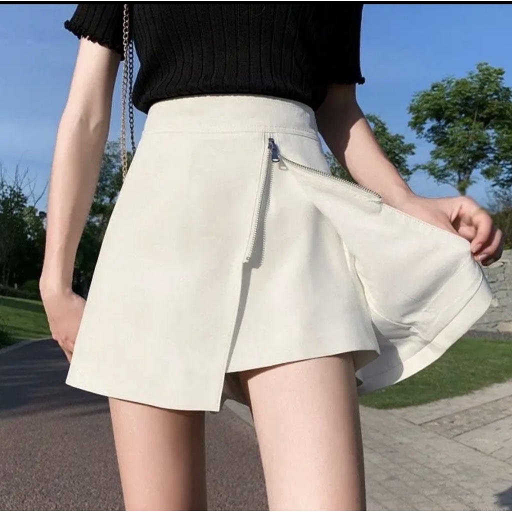 Chân Váy Vạt Lệch Kéo Khóa Kèm Quần Trong Tiểu Thư Vintage Đi Học Công Sở