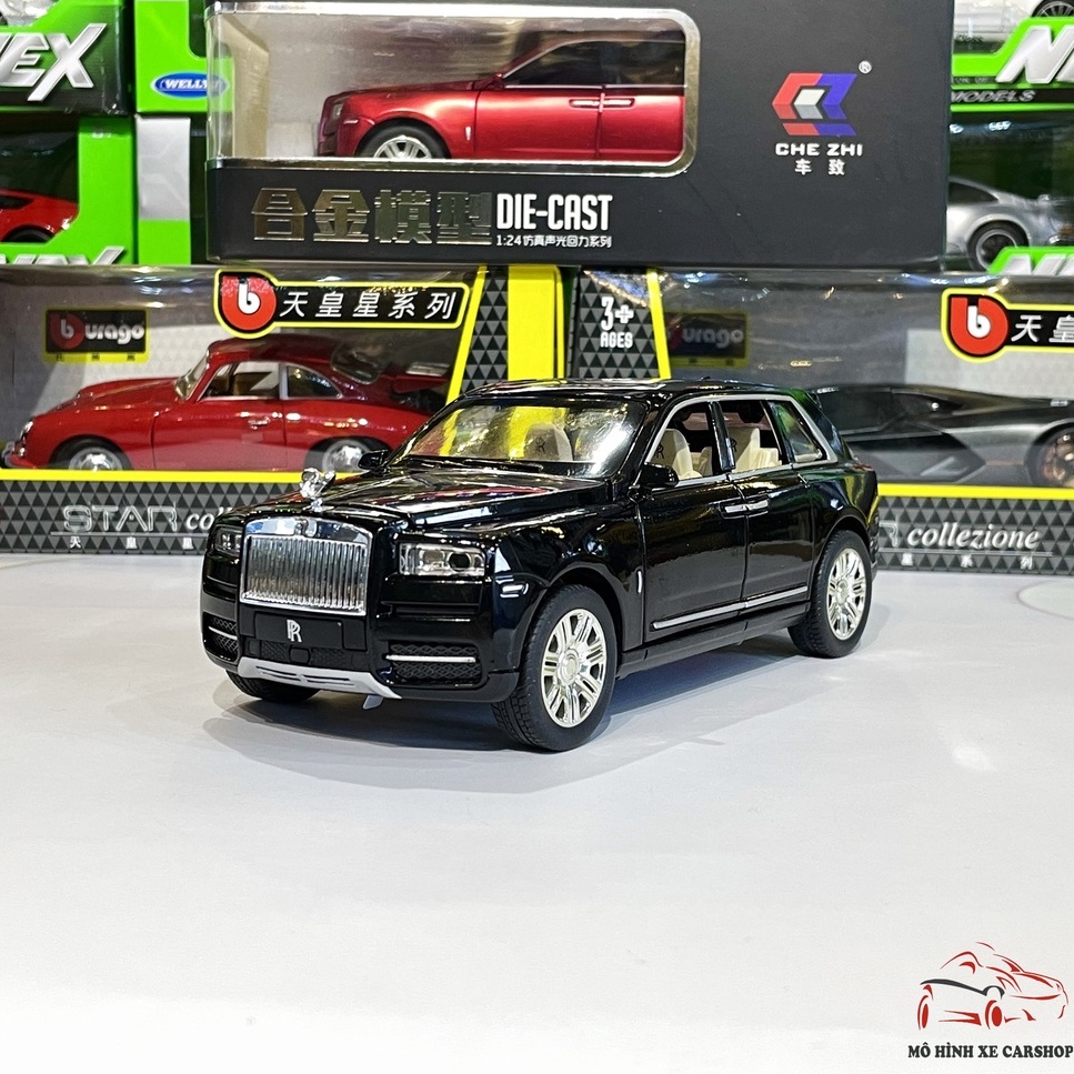 Mô hình xe ô tô Rolls-Royce Cullinan tỉ lệ 1:24 hãng Chezhi màu đen