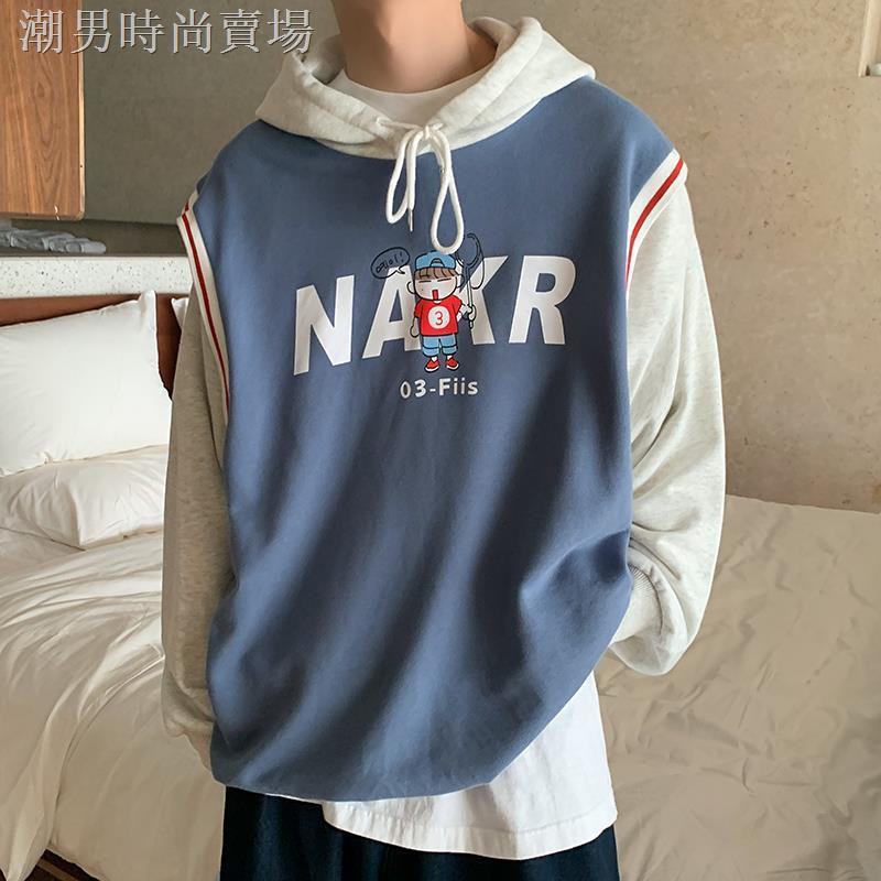 Áo Hoodie Giả Nhiều Lớp Phong Cách Hip Hop Cá Tính Cho Nam