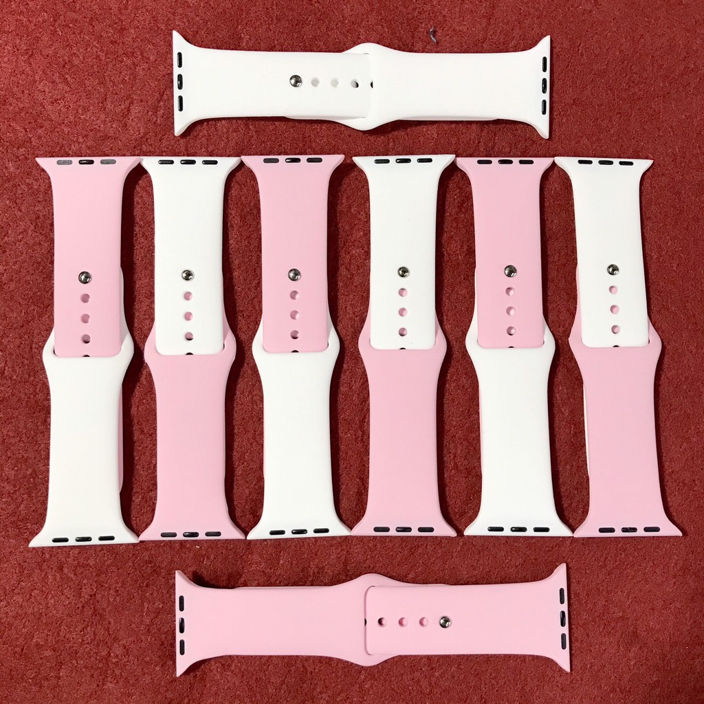 [Mã ELORDER5 giảm 10K đơn 20K] Dây đeo Apple Watch mix 2 màu trắng + hồng baby size 38/40mm 42/44mm