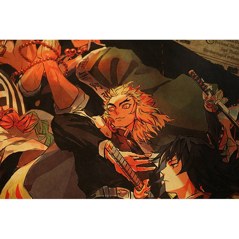 Tranh treo tường trang trí nội thất 70*40cm hình Demon Slayer