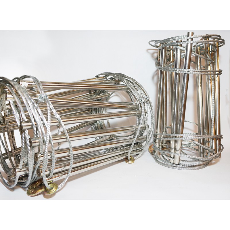Thang dây thoát hiểm nhà cao tâng cáp thép bậc inox cuộn 5m-10 m có 2 móc