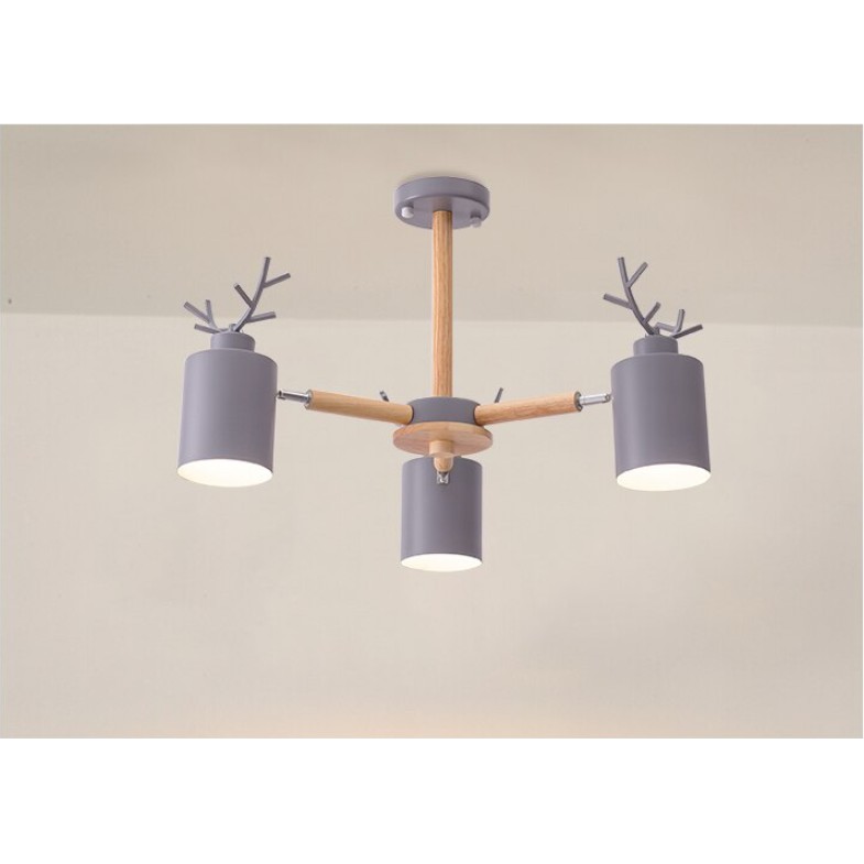 Đèn Chùm Decor Vintage Sừng Hươu 3 tay (Các màu) - Tặng kèm 3 bóng led - Có Video - Decor phòng khách phòng ngủ Bắc Âu