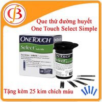 Que Thử Đường Huyết Onetouch Select [Hộp 10 que và hộp 25 que + Tặng 25 Kim]