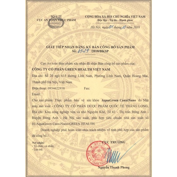 Canxi NANO AQUA GREEN giảm nguy cơ còi xương  ở trẻ, giảm loãng xương ở người lớn / hộp 30 viên