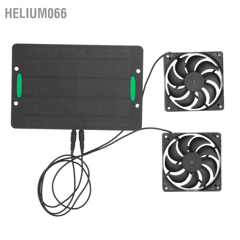 Bộ quạt năng lượng mặt trời tách khí kép Thiết bị thông gió ngoài cho nhà kính 10W 800MA Helium066
