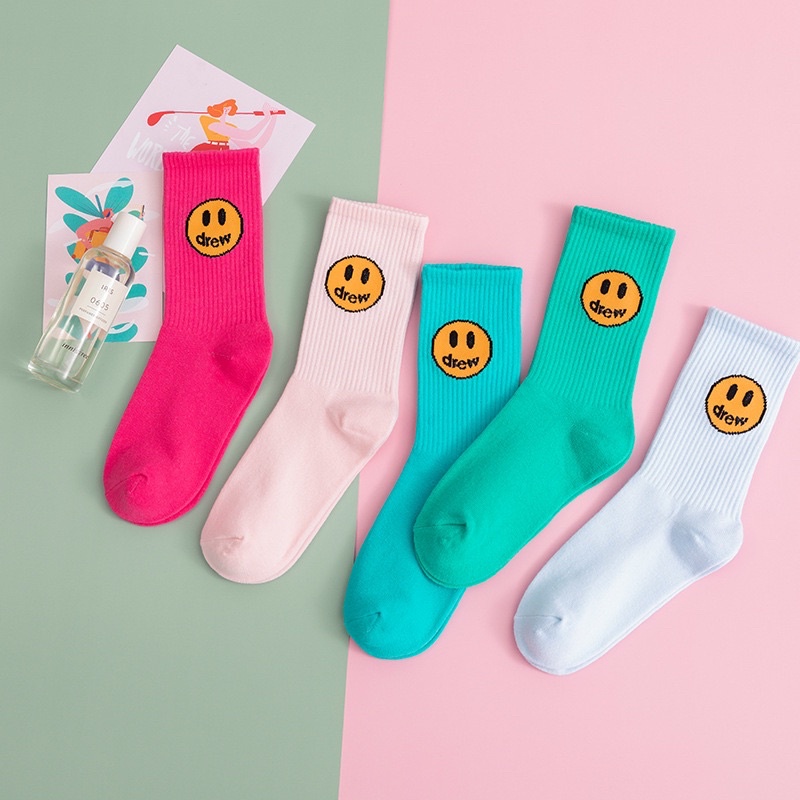 Tất drew cổ cao nam nữ - drew smile emotion đẹp nhiều màu