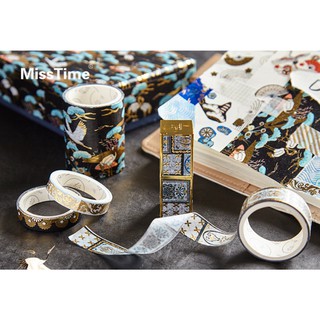 Set băng dính Washi Tape 5 mẫu Thiều Hạc Dẫn cổ phong có nhũ trang trí tranh vẽ, sổ tay, planner