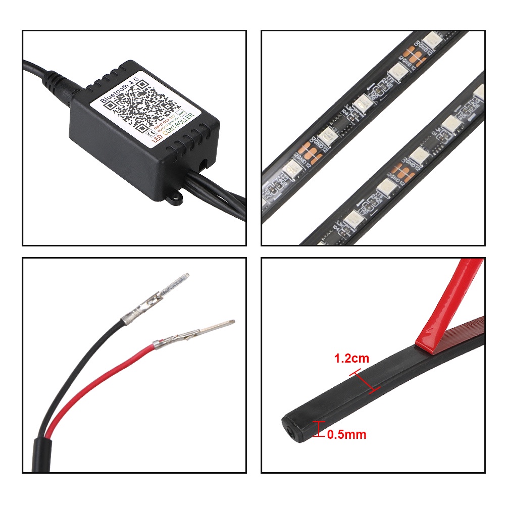 Bộ 4 Dải Đèn LED RGB Điều Khiển Từ Xa Trang Trí Gầm Xe Hơi