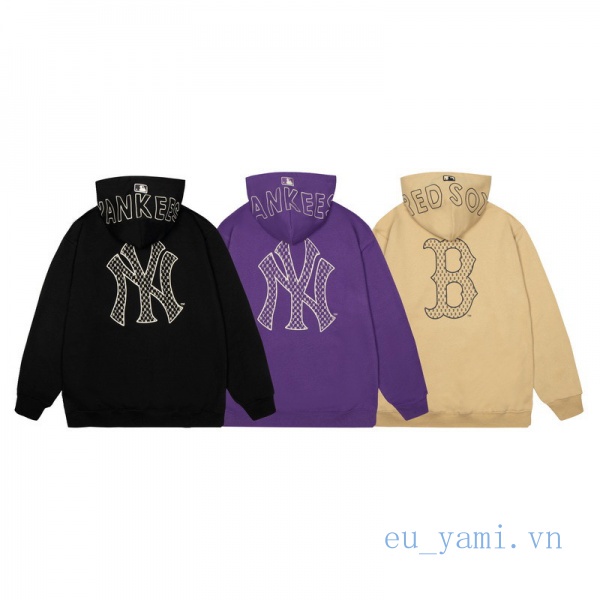 ❤Áo Hoodie Cotton Tay Dài In Chữ Sau Lưng Thời Trang Cho Cặp Đôi MLB