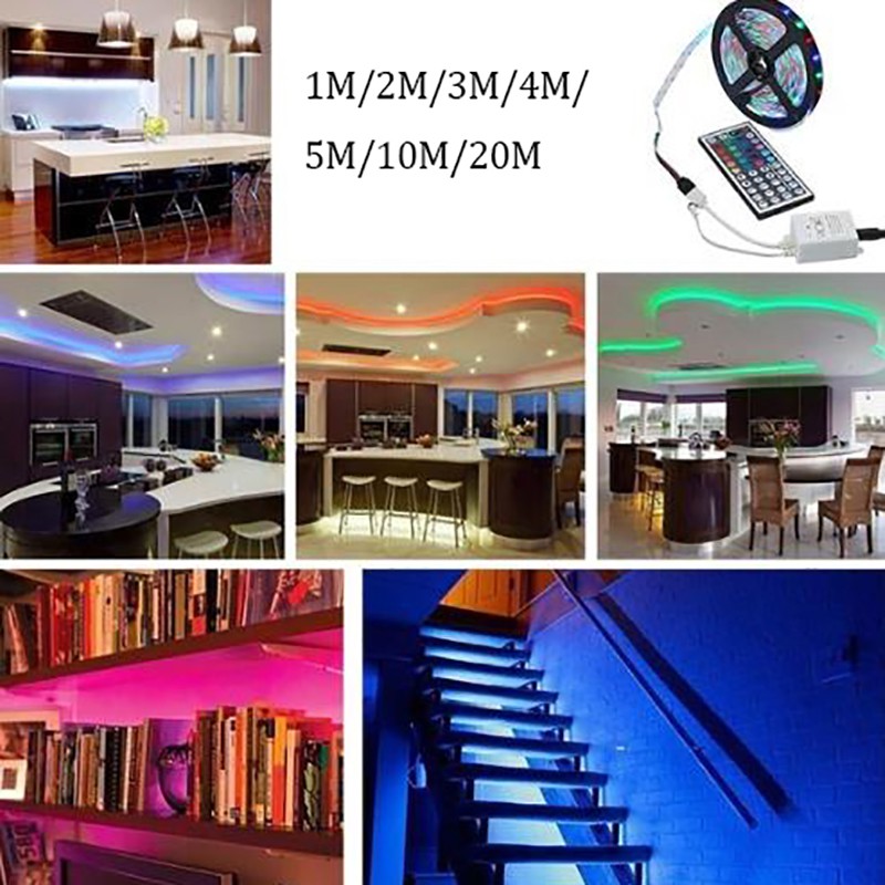[baishangworshipwell♥]3.28-65.61ft 3528 SMD RGB 600LEDs LED Light Strip+44Key Remote Control