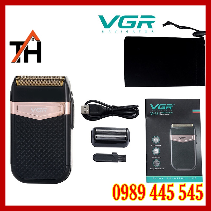 Máy Cạo Râu VGR331 Cao Cấp Lưỡi Dao Kép 2 Vòng - Hàng Chính Hãng Bảo Hành 1 Năm