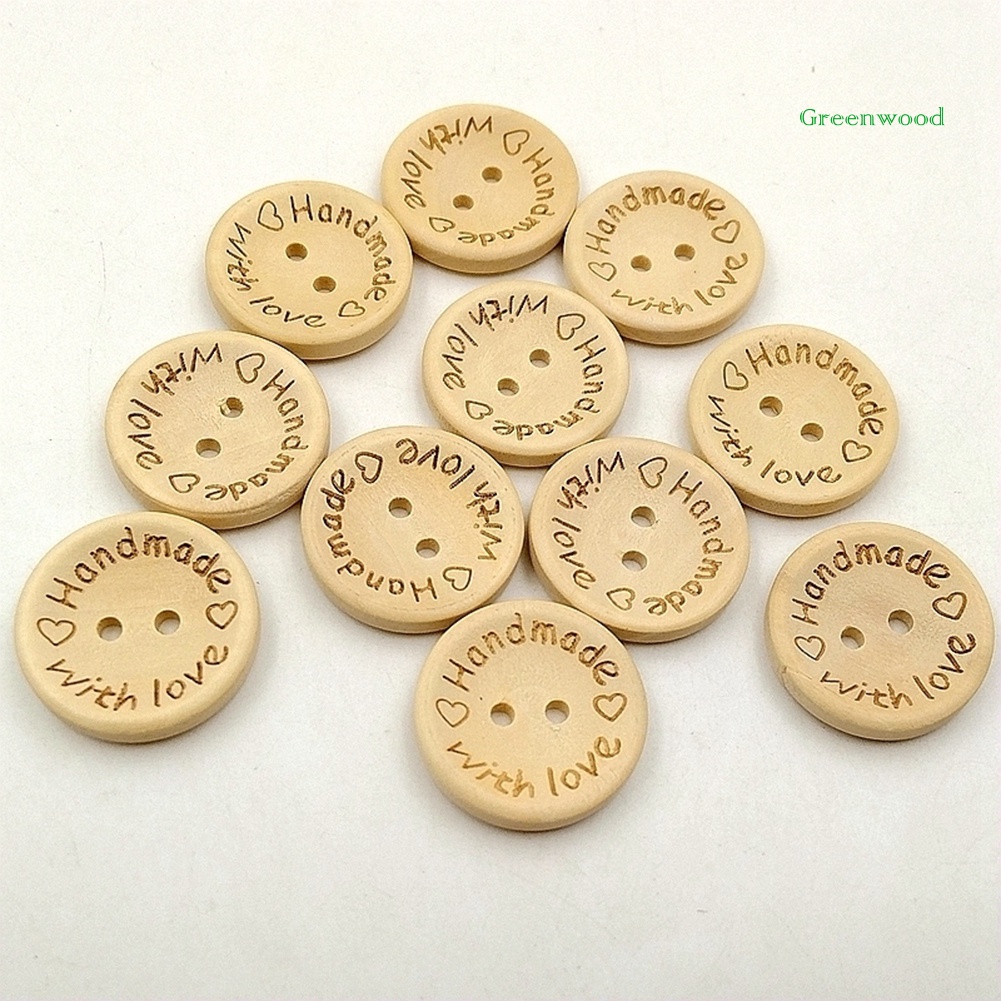 Set 50 nút gỗ khắc chữ handmade trang trí quần áo