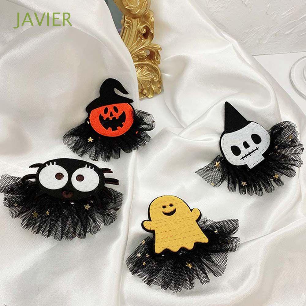 Kẹp Tóc Hóa Trang Halloween Bằng Ren Hình Bí Ngô Dễ Thương Cho Nữ