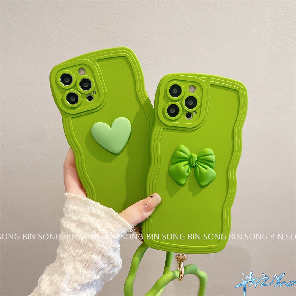 Ốp Điện Thoại Màu Xanh Lá Matcha 3D Thời Trang Cho iPhone 7 Plus 8 Plus 11 12 13 6 6S Plus X XR XS Max