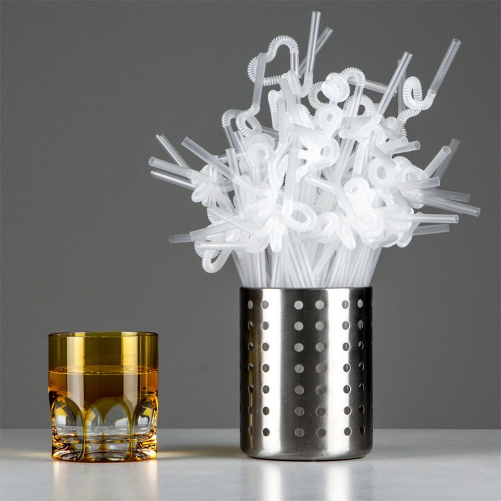 Bộ 100 ống hút nhựa trong suốt nhiều màu sắc dùng trang trí tiệc sinh nhật