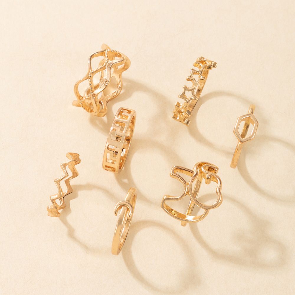 Bộ Nhẫn Đeo Ngón Tay Họa Tiết Bướm / Trái Tim / Ngôi Sao Phong Cách Punk Mới Cho Nữ