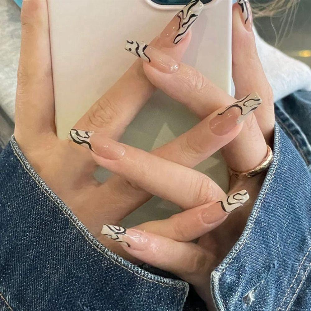 NIUYOU Hộp 24 Móng Tay Giả Đính Đá Trang Trí Xinh Xắn