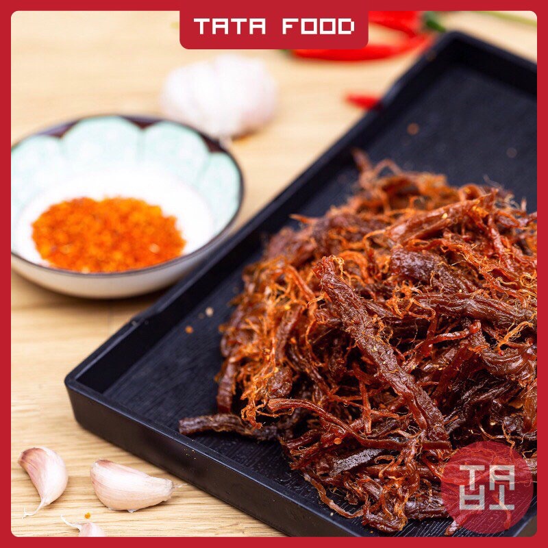 Khô bò sợi ướt cháy tỏi 100g 200g 500g TATA Food đồ ăn vặt Hà Nội BSU125