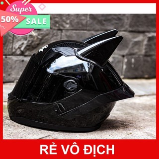 Combo nón bảo hiểm M136 có sừng batman + đuôi gió