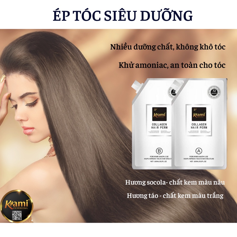 Thuốc ép tóc Thuốc duỗi tóc KAMI, hương cafe thơm bịch to cho salon 800ml