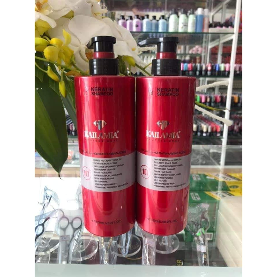 Dầu gội xả Kailamia Collagen Keratin Amino Repair 800ml chống rụng tóc,bạc tóc và kích thích mọc tóc.