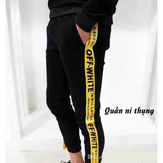 QUẦN JOGGER NAM NỮ SỌC OFF WHITE VÀNG THỜI TRANG  CHẤT NỈ DÀY DẶN PHONG CÁCH THỂ THAO CÁ TÍNH