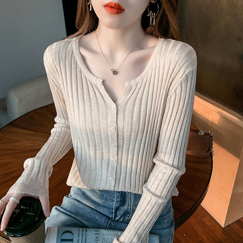 NRVP Áo Khoác Cardigan Dệt Kim Tay Dài Dáng Rộng Phong Cách Hàn Quốc Cho Nữ