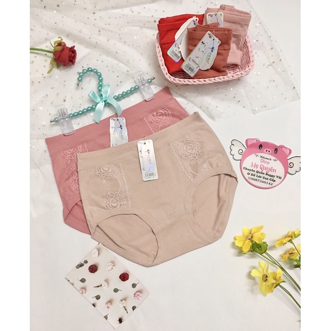 Quần lót cotton phối ren chút ren- hàng cạp cao ôm bụng nâng mông