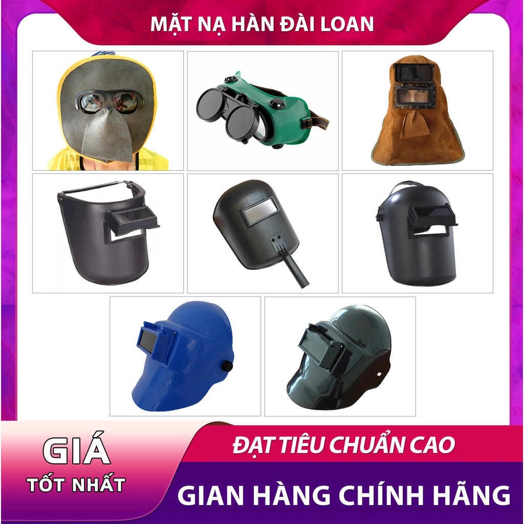 Mặt nạ hàn, kính hàn, mo hàn trùm đầu, cầm tay, da hàn loại đội đầu,gắn vào mũ bảo hộ chất lượng cao,tiêu chuẩn đài loan