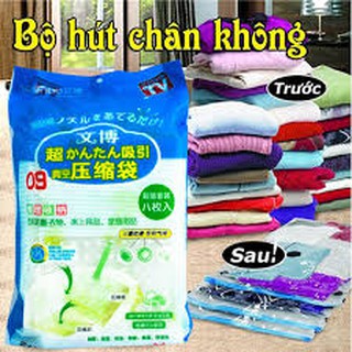 Bộ 8 túi hút chân không , có kèm bơm