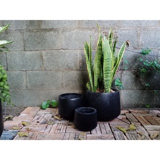 Chậu đá mài bàu thấp 22x20cm đen (chỉ giao hỏa tốc)