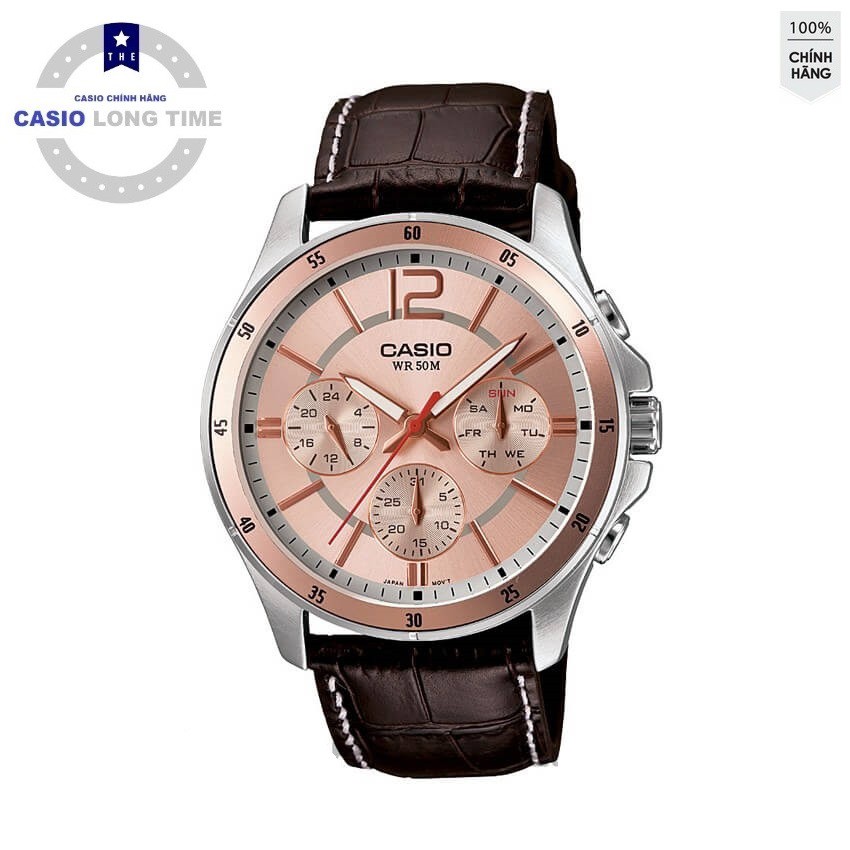 Đồng hồ nam Casio MTP-1374L-9AVDF Chính hãng - Dây da thật - Mặt ánh vàng