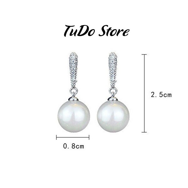 Khuyên tai, bông tai nữ Hàn quốc mạ bạc 925 hình hạt trai phong cách thời thượng HT5