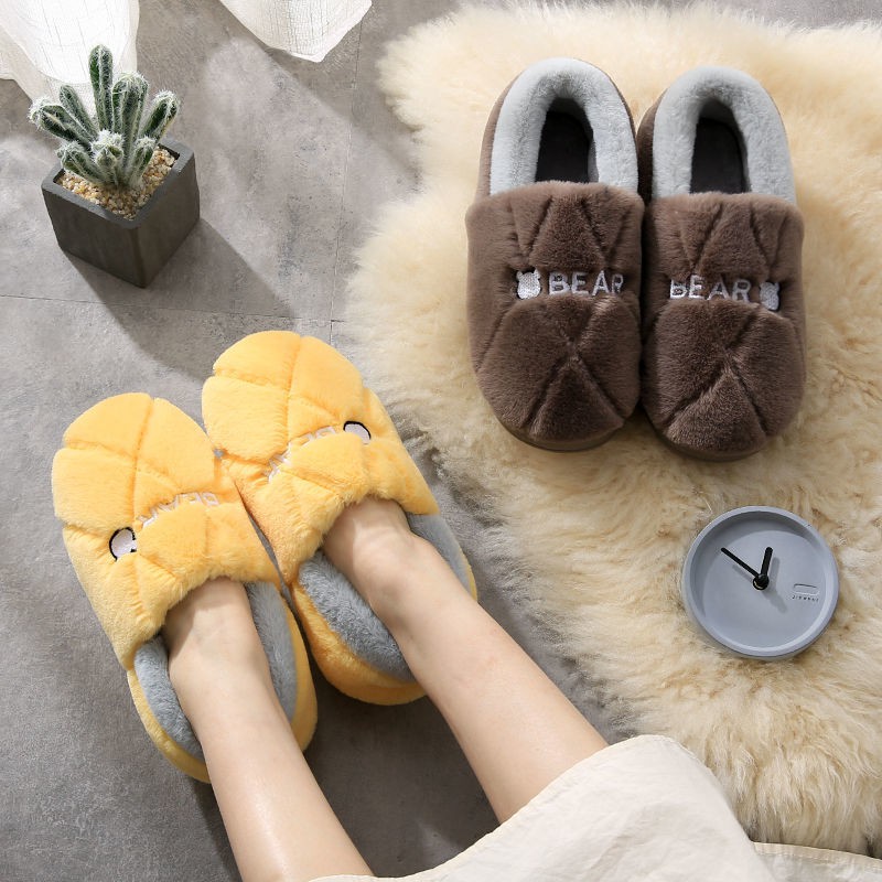 Đôi Dép Bông Đi Trong Nhà Đế Dày Giữ Ấm Mùa Đông Sành Điệu Cho Nữ