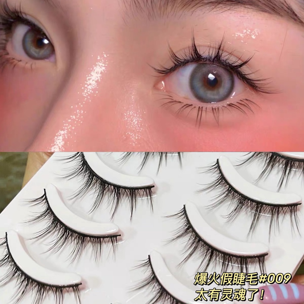 Lông mi giả hộp hồng 5 cặp/hộp tự nhiên chất lượng cao