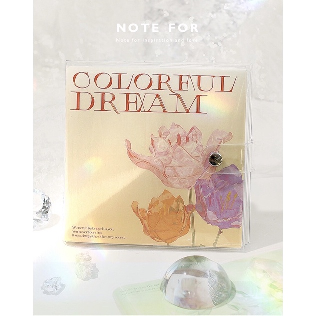 Sổ Note For Cube bìa trong dẻo có khoá bấm giấy caro grid ô vuông làm Nhật ký, Planner, Bullet Journal 164 trang 16x16cm