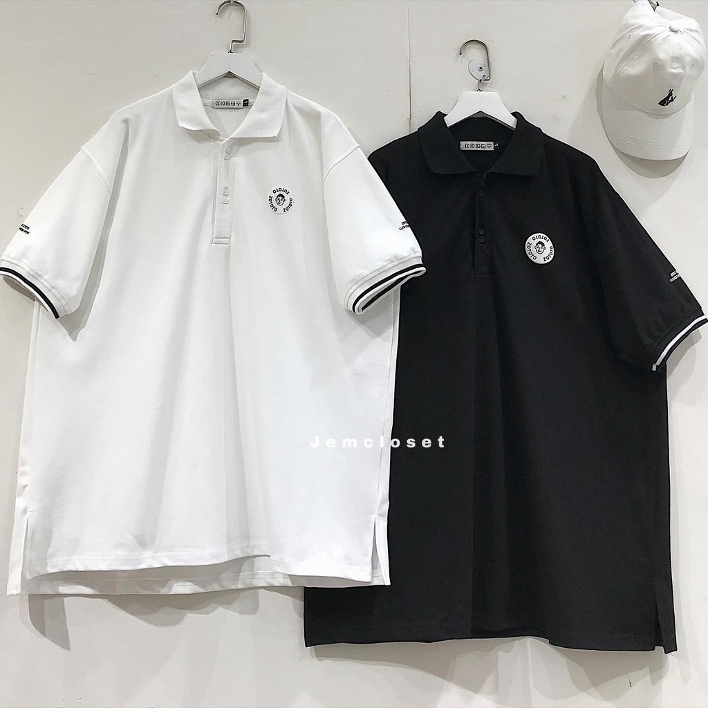 Áo Polo Unisex Form rộng Tay Lỡ Hoạ Tiết Logo Zototo 10034