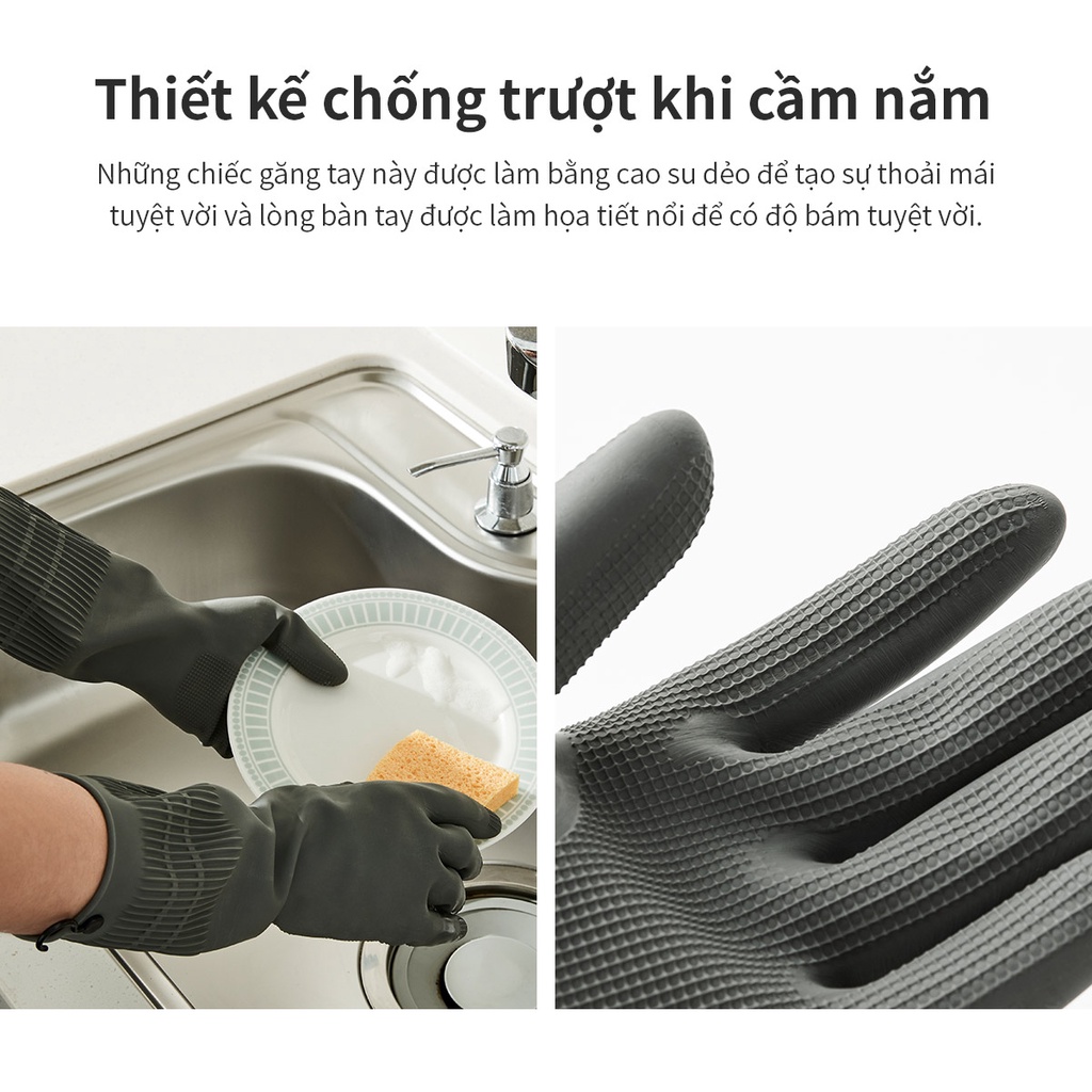 Găng tay cao su tự nhiên có móc treo - màu xám ETM (3 size)