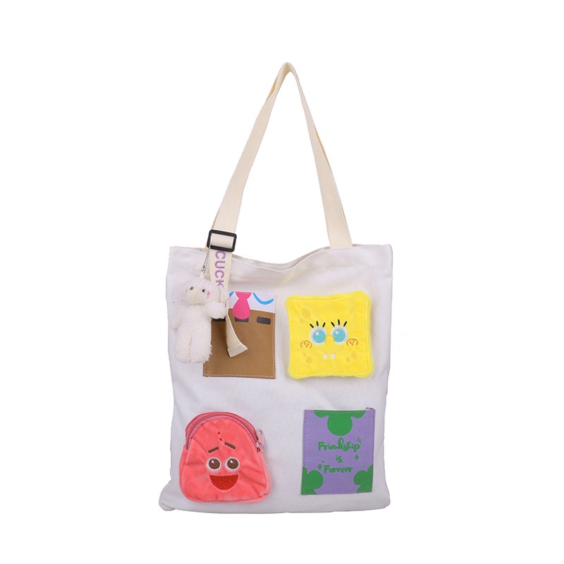 Túi Vải Canvas Đeo Vai Họa Tiết Hoạt Hình Thời Trang Mùa Hè Dành Cho Nữ