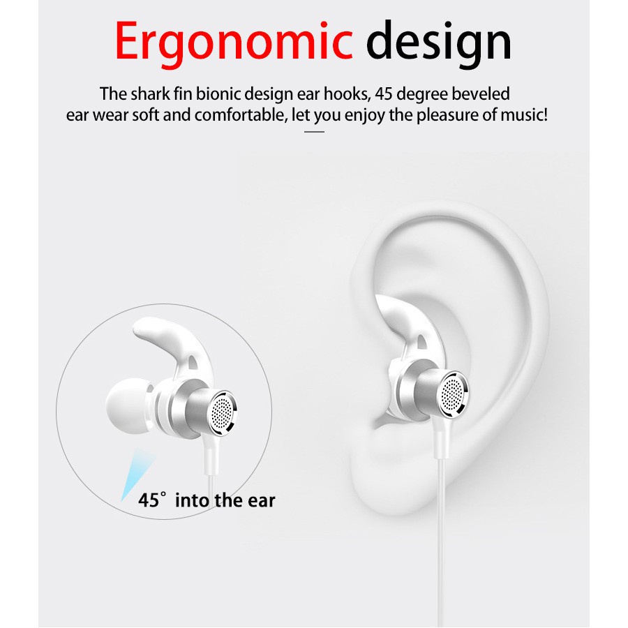 Tai Nghe Dạng Móc Vành Tai Giắc Cắm 3.5mm Âm Thanh Siêu Trầm HIFI HD