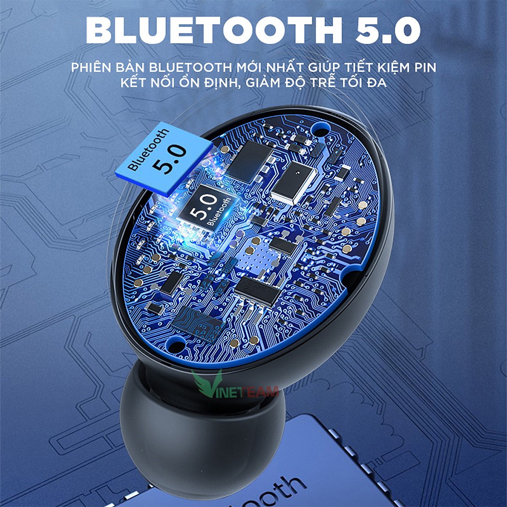 Tai nghe Bluetooth không dây AMOI F9-5  màn hình LED cảm ứng không thấm nước IPX7✔chống ồn✔ kiêm sạc dự phòng -dc4246