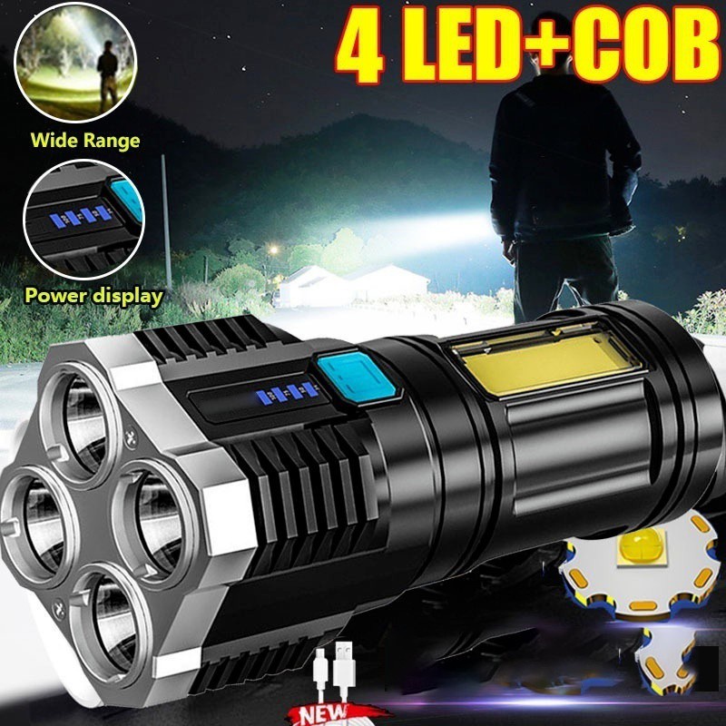 Đèn Pin Cầm Tay Siêu Sáng Chiếu Sáng 4 Chế Độ Sáng Tiện Dụng, Đèn Pin Siêu Sáng Cầm Tay Chiếu Xa, Chống Nước