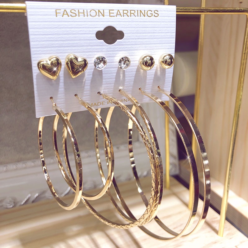 Set 6 Cặp Hoa Tai Dạng Vòng Thời Trang Dành Cho Nữ