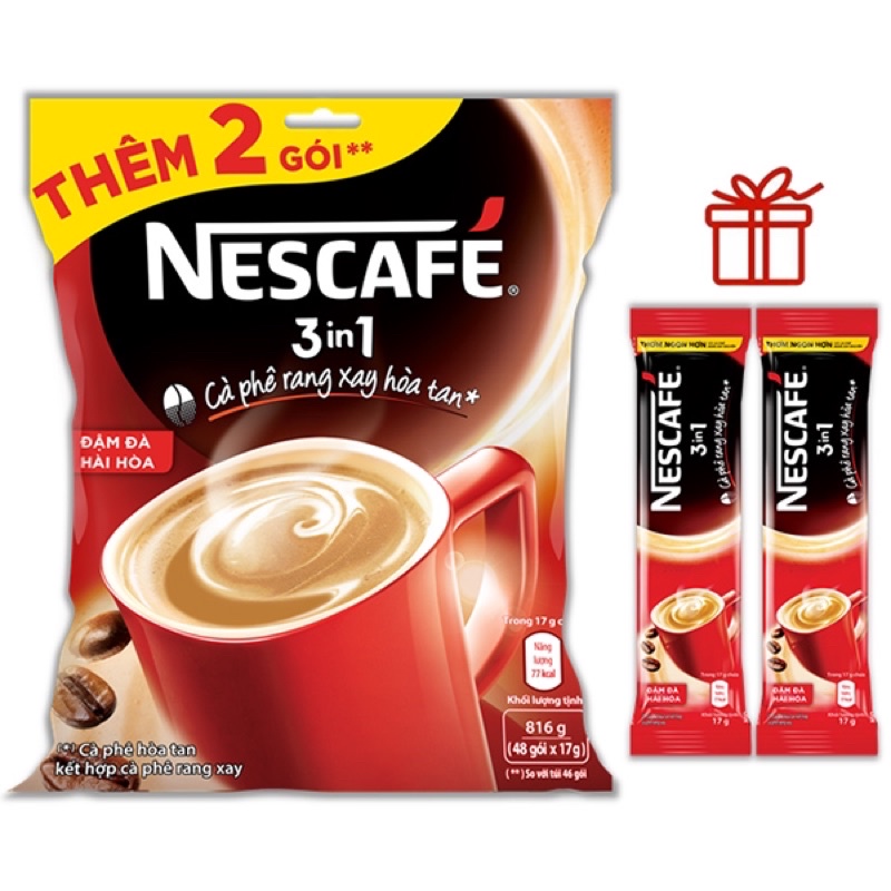 Nescafe 3in1 cà phê đậm đà 46 tặng 2 gói