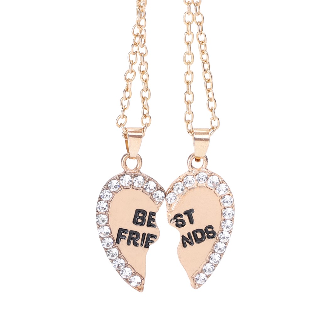 Set 2 Vòng Cổ Tình Bạn Mặt Nửa Trái Tim Khắc Chữ Best Friend Độc Đáo